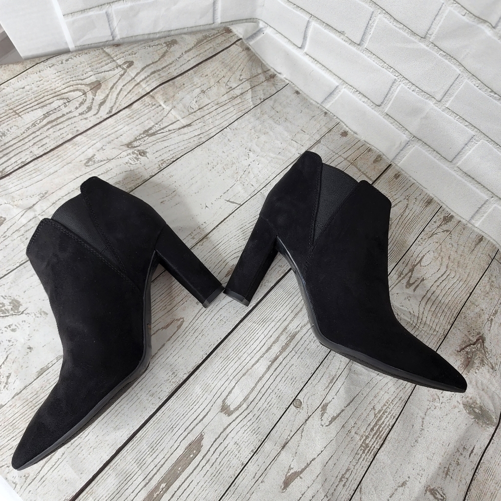 Marc Fisher Kalita Women's Ankle Boot Heels Slip On Pointed Toe Black - Picture 2 of 14